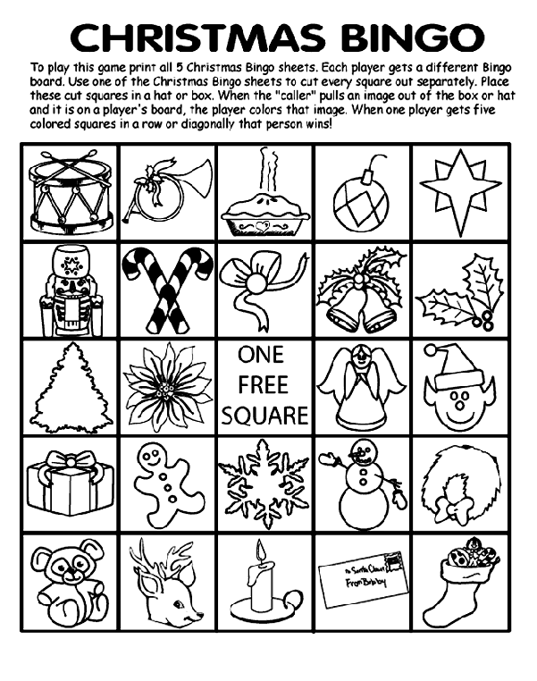Christmas Bingo Board No.5 Coloring Page